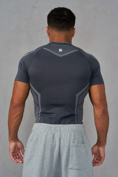 Warrior X Compression Tees-Dark Grey/Grey