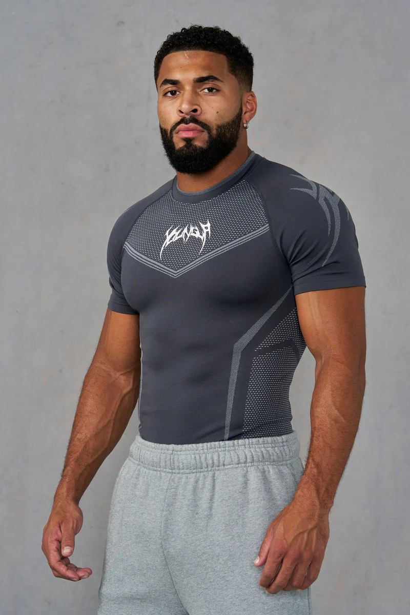 Warrior X Compression Tees-Dark Grey/Grey