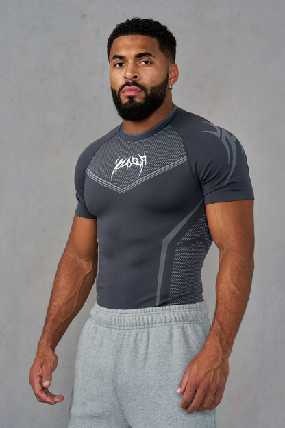 Warrior X Compression Tees-Dark Grey/Grey
