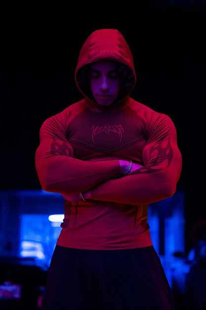 Warrior Compression Hoodies-Red