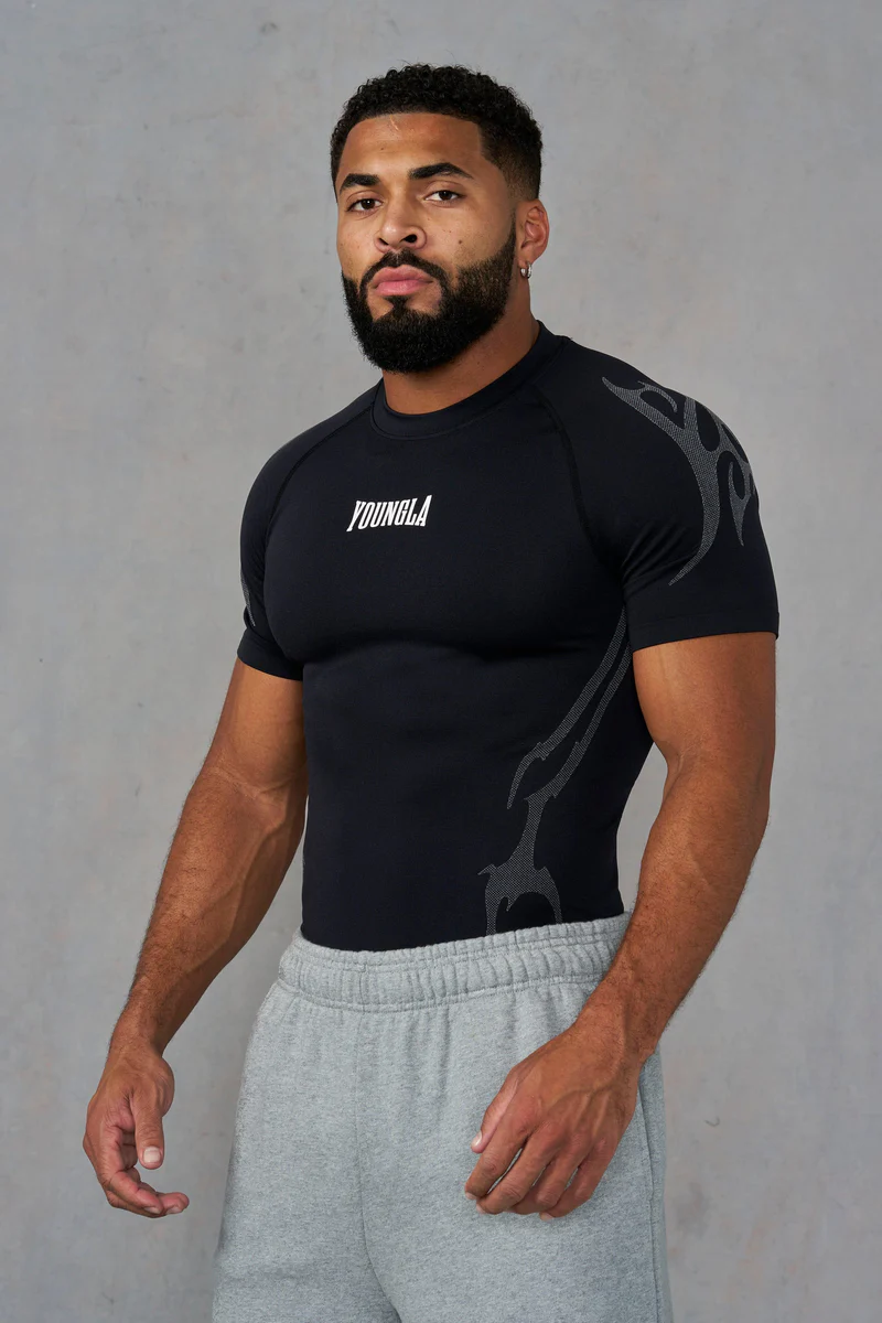 Gothic Compression Tees-Black/Grey