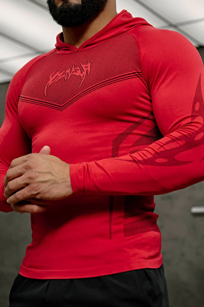 Warrior Compression Hoodies-Red