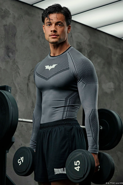 Batman Compression Longsleeves-Dark Grey
